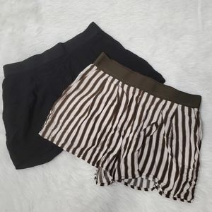 H&M Black & Olive Stripe Elastic Waist Shorts Bundle, 6